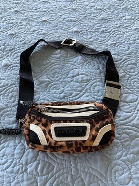 Steve Madden Leopard Print Waist Pouch with Black Strap